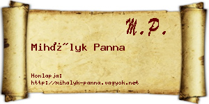 Mihályk Panna névjegykártya